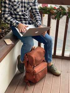 Sac à dos en cuir véritable de style tendance pour les écoliers grande capacité avec Closure-LBP-0135 à glissière antivol - Product Image 4