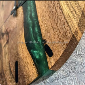 นาฬิกาแขวนผนังทำจากไม้และเรซินสไตล์แม่น้ำตกแต่งบ้านด้วยงานฝีมือสุดหรู - Product Image 3