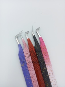 Pince à cils professionnelle solide en acier inoxydable offre de couleur personnalisée faite à la main russe Volume pince à épiler - Product Image 3