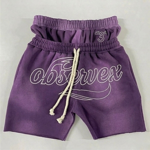 Pantalones Cortos Deportivos de Alta Calidad para Hombre, Estilo Hip Hop, Sólidos, Gruesos, Estampados, 100% Algodón, Cintura Elástica, Secado Rápido, Lavado Ácido - Product Image 5