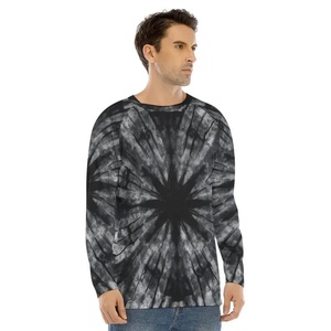 Tie Dye hommes à manches longues t-shirt en gros Logo personnalisé surdimensionné décontracté Streetwear col rond coton confortable vêtements de mode - Product Image 2
