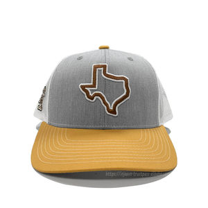OEM logotipo estructurado forma personalizada 3D logotipo verde Texas gorras hombres camionero sombreros al por mayor gris jaspeado/Negro camionero gorra deportiva - Product Image 5