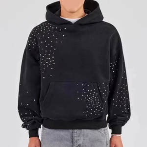 ออกแบบเสื้อฮู้ดผู้ชายประดับเพชรคุณภาพสูงสำหรับฤดูหนาว สไตล์ใหม่ จำนวนมาก พร้อมซิป - Product Image 1