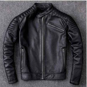 Veste en cuir pour homme de haute qualité personnalisée Noir Rouge Col montant Longue fine Revêtement imperméable Respirant Logo avant Mode Vêtement - Product Image 1