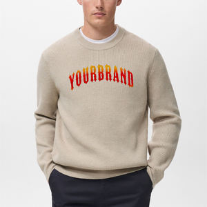 OEM/ODM Pull ras du cou 100% coton à manches longues couleur unie vêtements d'hiver chauds chandails tricotés pour hommes - Product Image 1