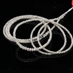 AAA+ White Diamond Bead Strand Faceted Rondelle Natural Diamond Gemstone 15 Inch Jewelry Making Supplies - Product Image 2