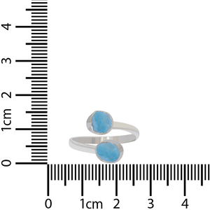 Anillo de Plata de Ley 925 con Larimar Natural en Forma Irregular, Engaste de Bisel, Estilo Clásico para Compromiso, Fiesta, Aniversario, Paquete de 6 - Product Image 5