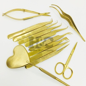 Juego de pinzas para extensión de pestañas de oro nuevo, pinzas personalizadas para extensión de pestañas, pinzas para pestañas de etiqueta privada, visón de acero inoxidable - Product Image 3