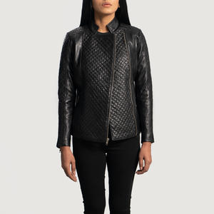 Chaqueta de Cuero Negra Ligera para Mujer al por Mayor, Elegante, Transpirable, con Diseño Frontal Único, Cremallera Lateral, Nueva Llegada, OEM - Product Image 2