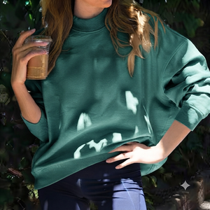 Women's Relaxed Pullover Oversized Mockneck Sweatshirt Cotton Blend Fashion <b>Top</b> <b>Long</b> <b>Sleeve</b> Everyday Wear - Product Image 1
