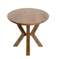 Table à manger pliante en bois massif de forme ovale, écologique, durable, avec plateau en bois de manguier épais, pieds en bois en forme d'araignée, design naturel