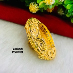 Anillos de dedo clásicos chapados en oro para mujer, joyería con forma de flor en línea - Product Image 3