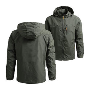 Veste imperméable en gros pour hommes, à séchage rapide, manches longues, poche zippée, coupe-vent pour homme, veste d'extérieur - Product Image 6