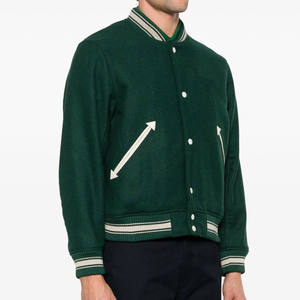 เสื้อแจ็คเก็ตเบสบอลทรงบอมเบอร์สำหรับผู้ชาย ผ้าคอตตอนผสม เป็นมิตรกับสิ่งแวดล้อม กันลม ระบายอากาศ แห้งเร็ว คอตั้ง สไตล์ลำลอง - Product Image 3