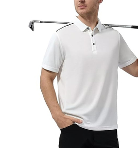 Chemises formelles pour hommes à motif uni en tissu tissé Spandex/Polyester, manches courtes, longueur courte, brodées, anti-humidité, séchage rapide - Product Image 1