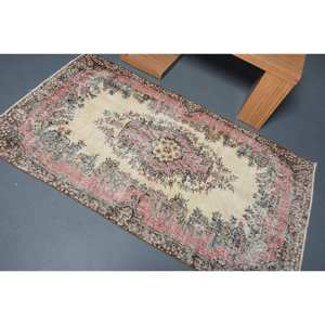 Alfombra turca de área grande Vintage Beige-Rosa 3,7 X 6.4ft Estilo clásico Lana Látex Respaldo Rectangular Patchwork Patrón Alfombra de habitación - Product Image 4