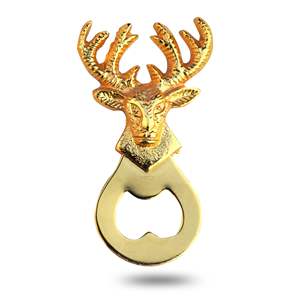 Golden Deer Flat <b>Bottle</b> <b>Opener</b> Metal Barware Party Ware in Deer Head Shape for Home Hotel Restaurant Use - Product Image 1