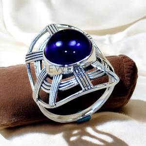 Bague en pierre précieuse améthyste à la mode 925 en argent Sterling coupe ronde lunette ensemble à la mode bijoux fins cadeau pour les femmes bagues en argent faites à la main - Product Image 1