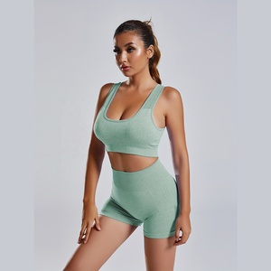 Nouvel ensemble de yoga pour femmes : soutien-gorge de sport et short taille haute – Tenue de gym, fitness et course respirante et extensible - Product Image 1