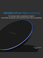 Station de charge sans fil rapide Justlink 15W, chargeur sans fil ultra fin avec lumière LED pour téléphone