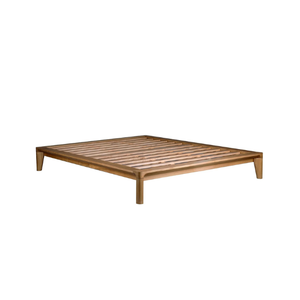 Lit de rangement en teck massif avec tête de lit à lattes verticales, design moderne et durable pour la chambre à coucher - Product Image 5