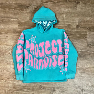Sweat à capuche bleu ciel rose 3D pour motif graphique étoiles Paradise Design Streetwear Pull en molleton personnalisé unisexe hiver 100% coton - Product Image 1