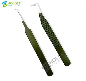 demand grip Stainless Steel eyelash Extension Tweezers beauty & tools 2 pecs private label color green