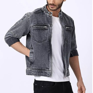 La chaqueta de mezclilla de hombre de color personalizado más cómoda con precio de calidad barato negro en precio al por mayor chaqueta de mezclilla OEM con servicio - Product Image 4