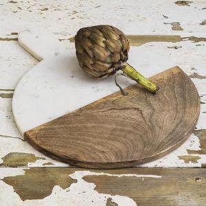 ENTRETENIING CAOBA CHESSE BOARD Acero inoxidable Besafe Mármol decorativo y tabla de cortar de madera de acacia Mármol con mango - Product Image 5