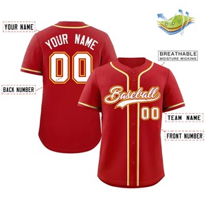Maillot de baseball à impression par sublimation personnalisée de qualité supérieure Chemises de baseball et de softball à rayures de couleur unie et à boutons - Product Image 3