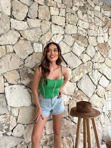 Moda señoras camisetas sin mangas nueva ropa de moda 2024 verano mujeres Tops Casual sin mangas mujer ropa verde - Product Image 2