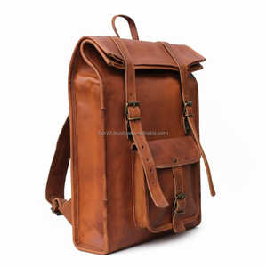 Security Focused Leather <b>Roll</b> Top <b>Backpack</b> Lockable Buckle Rucksack For Commuters Safe Travel Daypack LRTB-0152 - Product Image 6