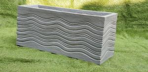 Square Classic Wave Design Handcrafted Hand Carved FRP Planter <b>Pot</b> Lightweight Unbreakable Floor Outdoor/Indoor Use - Product Image 4