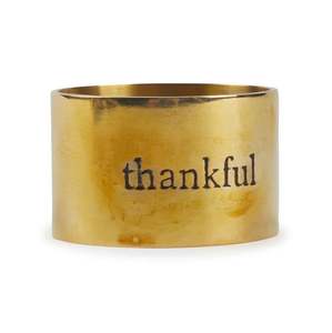 Anneau de serviette en laiton estampé Grateful, or, cuisine, restaurant, décoration de la maison, mariage, hôtel, vaisselle de bureau, fabriqué en Inde, vente en gros - Product Image 1