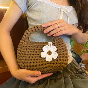 Bolso de Mano de Ganchillo para Playa, Estilo Sólido, para Mujer, Verano, Cuerda de Lana, Tejido a Mano, Bolso de Mano Tejido, Hecho en Vietnam - Product Image 1