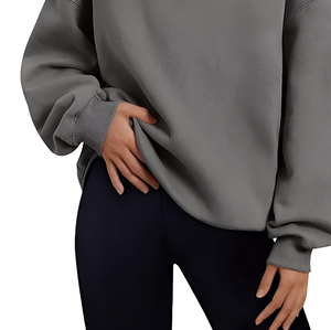 Women's New Fashion Lined Hoodie Comfortable Solid Color <b>Fleece</b> Half High Neck Long Sleeve Breathable Autumn Daily Leisure Front - Product Image 6