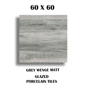 Carreaux en porcelaine émaillée aspect bois naturel pour sol 600x600mm Carreaux en porcelaine Carreaux de sol intérieur Finition mate Gris wengé - Product Image 2