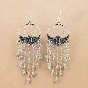 925 <b>Silver</b> Boho Jewelry Stainless Steel Labradorite Dangle <b>Earrings</b> for Women Trendy Classic Pendant <b>Drop</b> Design for Gift - Product Image 2