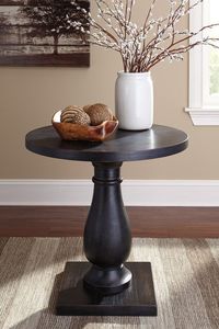 Elegant round wood <b>side</b> <b>table</b> with fluted base and smooth top designed for home or office interiors - Product Image 5