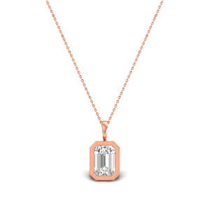 Pendentif solitaire en or rose et émeraude avec breloques et pendentifs élégants en diamant - Product Image 1