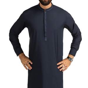 Traje Tradicional Pakistaní Shalwar Kameez Azul Medianoche para Hombre, Kurta Pajama de Diseñador con Tela de Alta Calidad, Personalizable - Product Image 3
