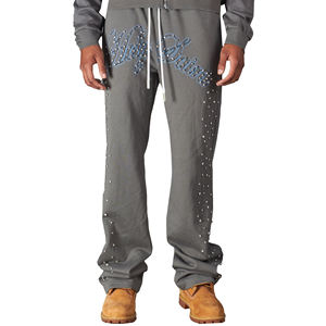 กางเกงวอร์มผู้ชายสีดำสไตล์วินเทจ ล้างสีแบบแอซิด ทรงตรง ผ้าฝ้าย 100% สตรีทแวร์ ลำลอง มีเชือกผูก เอวกลาง ทรงหลวม น้ำหนักเบา - Product Image 1