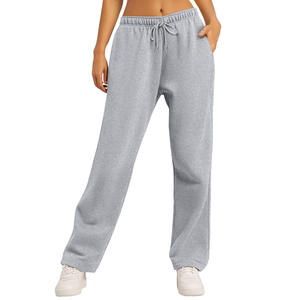 <b>Women's</b> High Waist <b>Jogger</b> Pants with Drawstring Flat Front Regular Fit Casual Sportswear <b>Straight</b> <b>Leg</b> 100% Cotton Winter - Product Image 4