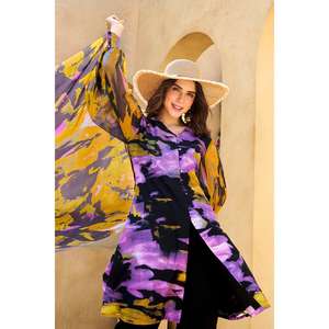 ชุดผ้าไหมคอตตอนพิมพ์ลายแบบ 3 ชิ้น ไม่เย็บตะเข็บ พร้อมผ้าคลุมไหล่ผ้าไหมทัสซาร์ประดับกระดุม รุ่น CS-52005 - Product Image 3