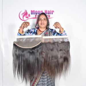 Extensions de cheveux lisses de qualité supérieure, texture douce et soyeuse, longues, épaisses, de type temple indien, pour cheveux humains, disponibles à la vente par l'exportation - Product Image 3