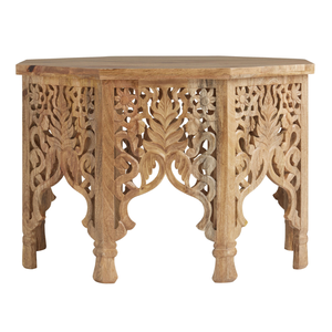 Mesa de Centro de Madera Maciza Hecha a Mano con Tallados Florales, Diseño Moderno, Muebles de Sala de Estar, Altura Ajustable, Fácil de Ensamblar - Product Image 2