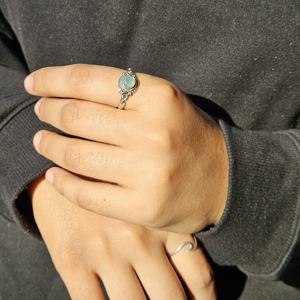 แหวนเงินพลอยคาลซิโดนีอุปกรณ์จัดงานแต่งงานและปาร์ตี้น้ำหนักเบา - Product Image 1