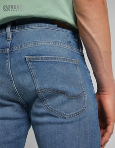 กางเกงยีนส์แนวสตรีททรงสลิมฟิตของผู้ชายกางเกงยีนส์ทรงตรงมีกระเป๋าซักได้ - Product Image 4