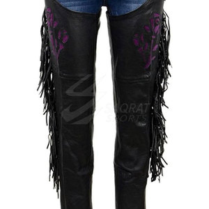 Chaps en cuir pour femmes de haute qualité avec taille moyenne Style avant plat pour l'hiver quantité minimale de commande bas prix raisonnable Service OEM du Pakistan - Product Image 5