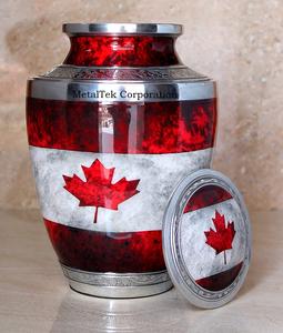 Urna de bandera canadiense de Metal de aluminio, urnas de cremación de gran tamaño de Trieste para cenizas de adultos, suministros funerarios al por mayor, tarros de entierro de ataúd - Product Image 6